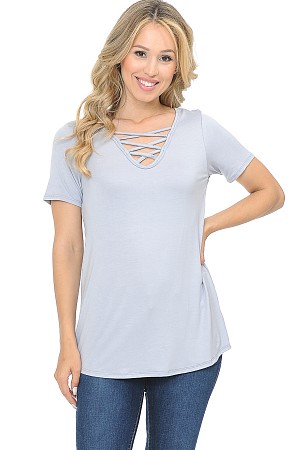 CRISS CROSS SHORT SLEEVE TOP